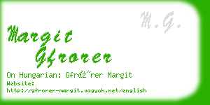 margit gfrorer business card